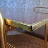 Coffee table with gold metal vinyl holder from the 70s)