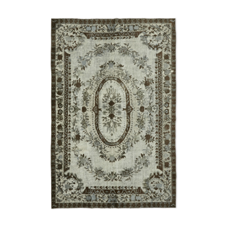 Handmade Distressed Turkish 1980s 207 cm x 304 cm Grey Rug