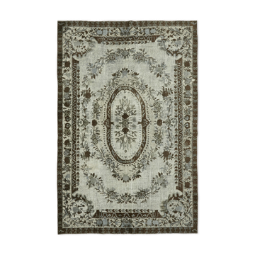 Handmade Distressed Turkish 1980s 207 cm x 304 cm Grey Rug