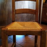 Table with 6 chairs in chene massif
