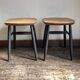 Pair of Scandinavian bedside stools in plywood and blackened wood from the 1960s.