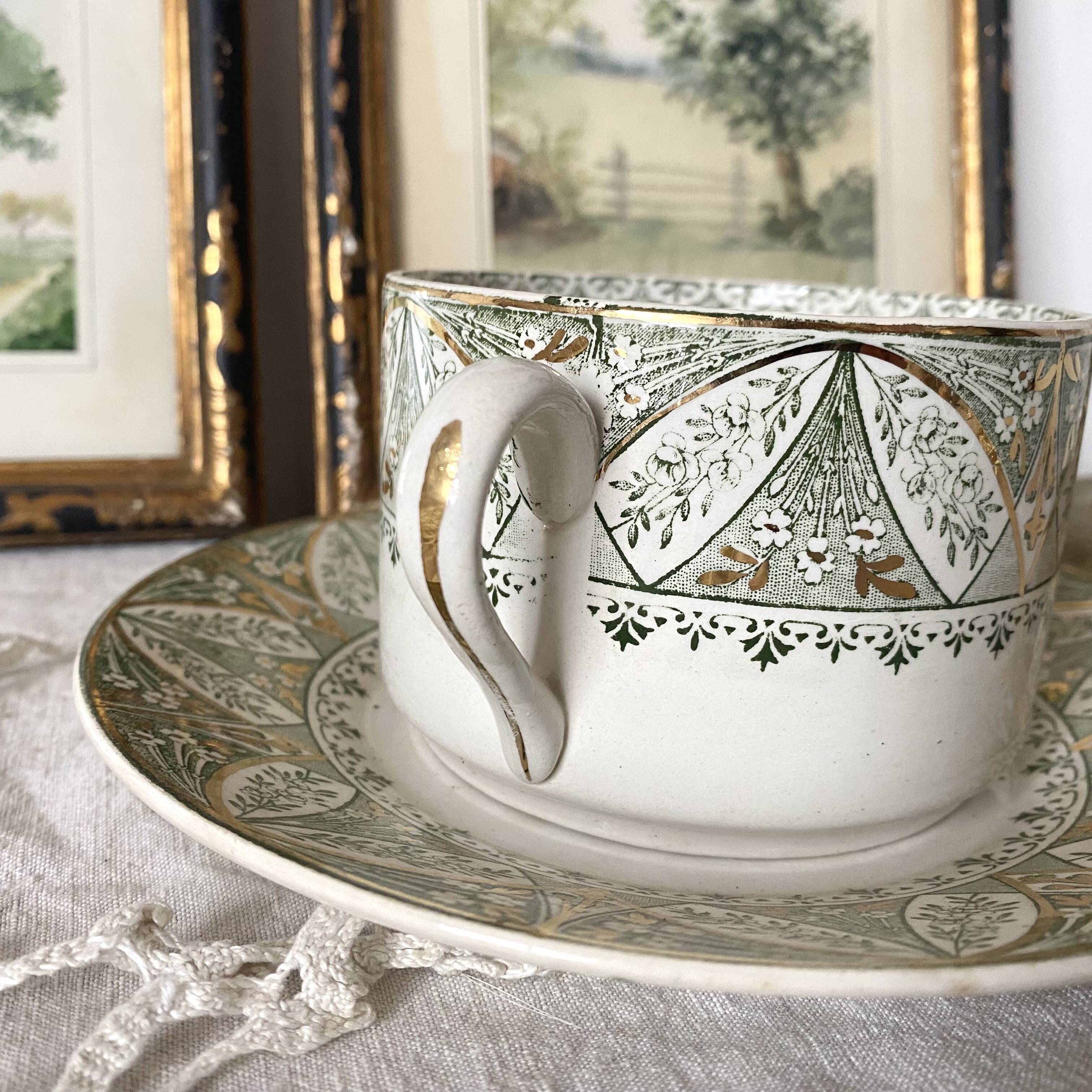 Large cup and saucer in Creil and Montereau ironstone.