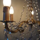 Bronze chandelier and crystal pendants – 5 lights
