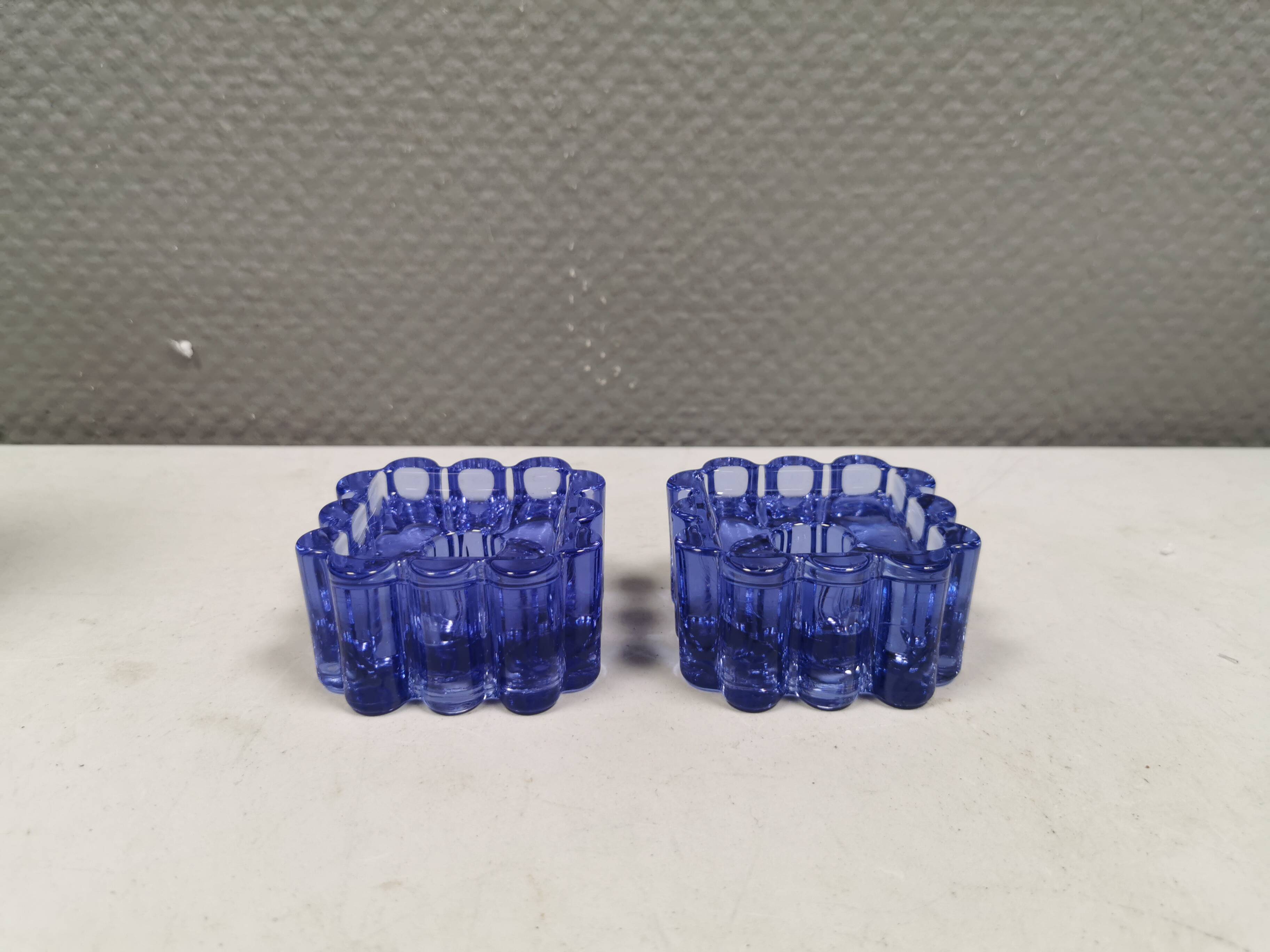 Two candle holders from Danish Holmegaard glassworks, 1968s