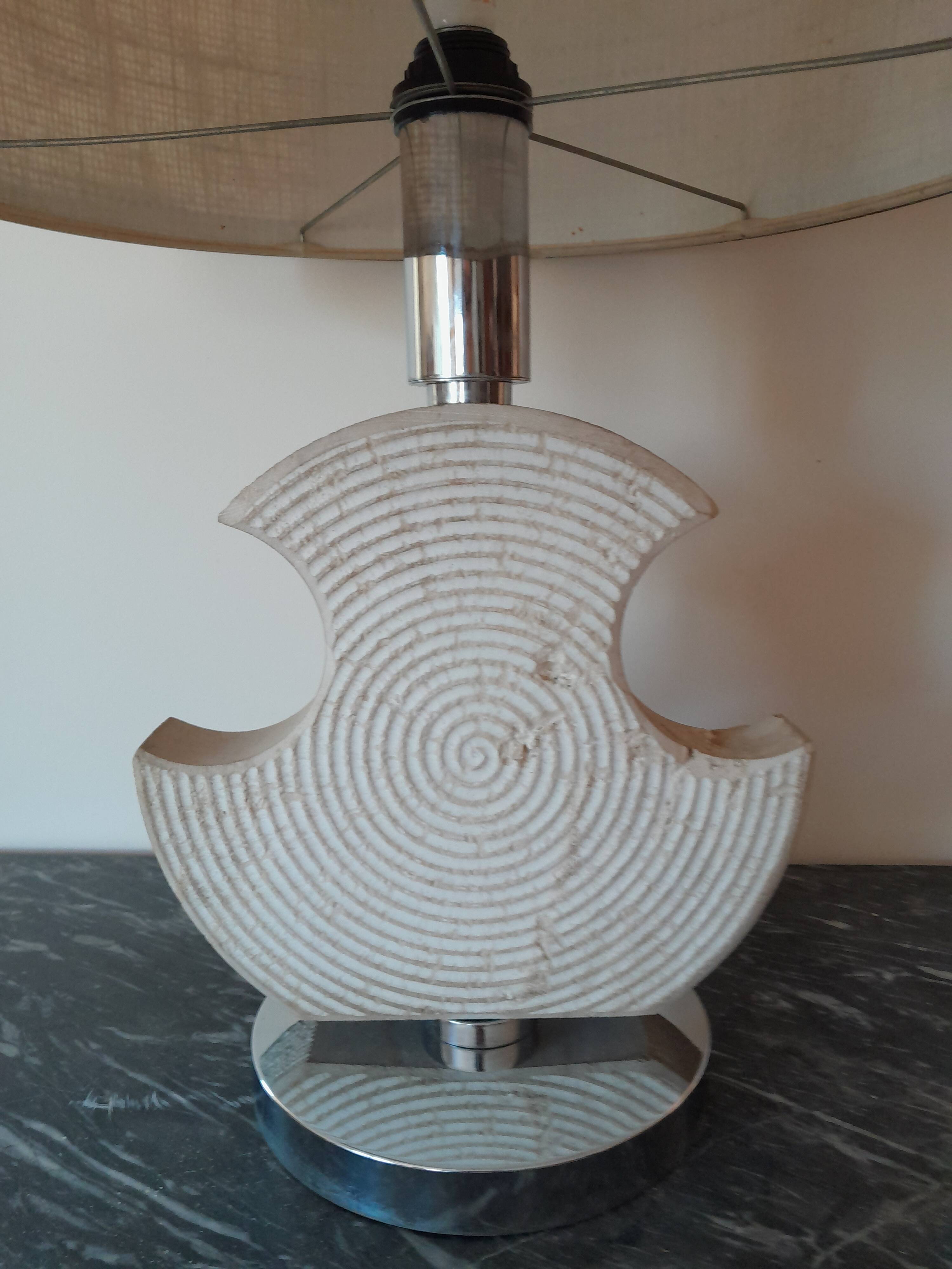 Brutalist lamp in Gard stone and chrome, 1970s