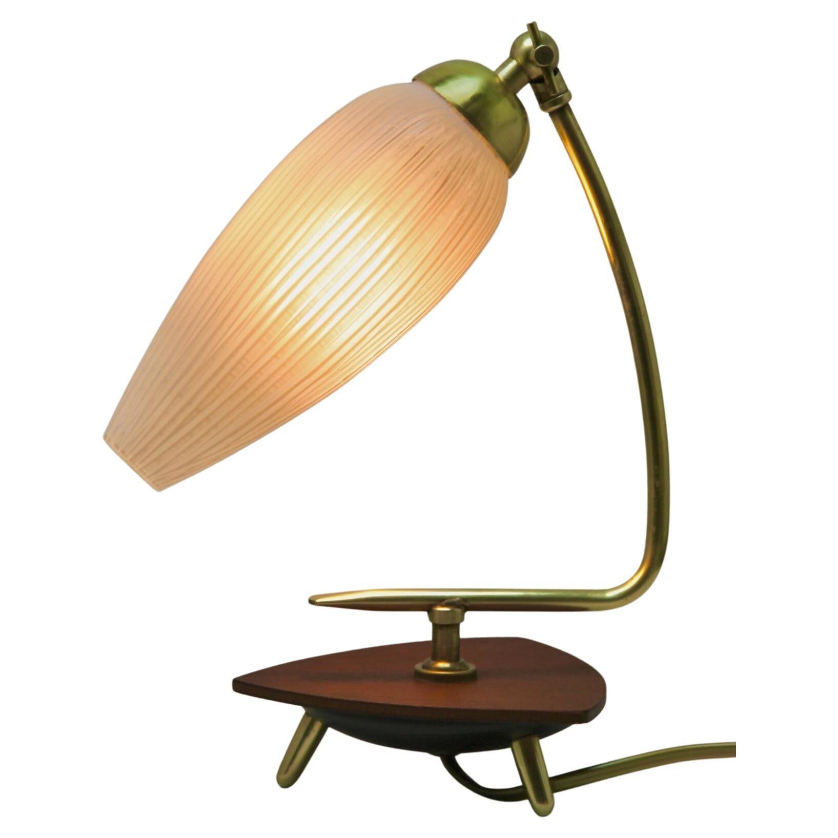 Vintage lamp with white glass lampshade and brass fitting