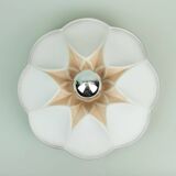 Vintage ceramic ceiling light or wall lamp flower shape white grey rose 80s