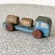 Small barrel transporter truck, antique waxed wooden toy