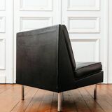 Black faux leather armchair, 1960