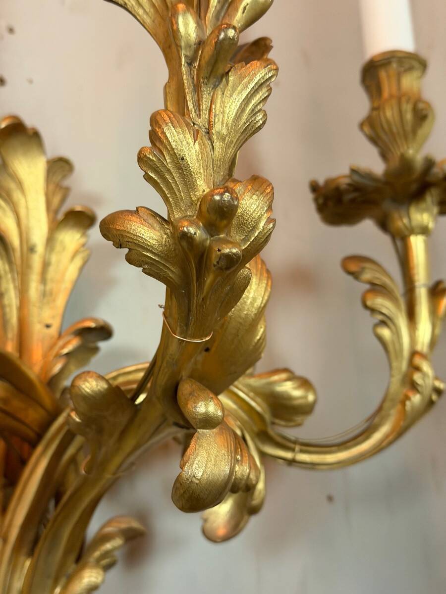 Pair of large wall sconces in Louis XV style circa 1880