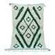 Handwoven Berber rug in green and white, 100x200 cm.