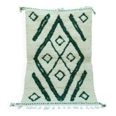 Tapis berbère tissé main artisanale vert et blanc 100x200 cm
