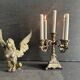 Small antique candelabrum with 5 lights in patinated brass - early 20th century