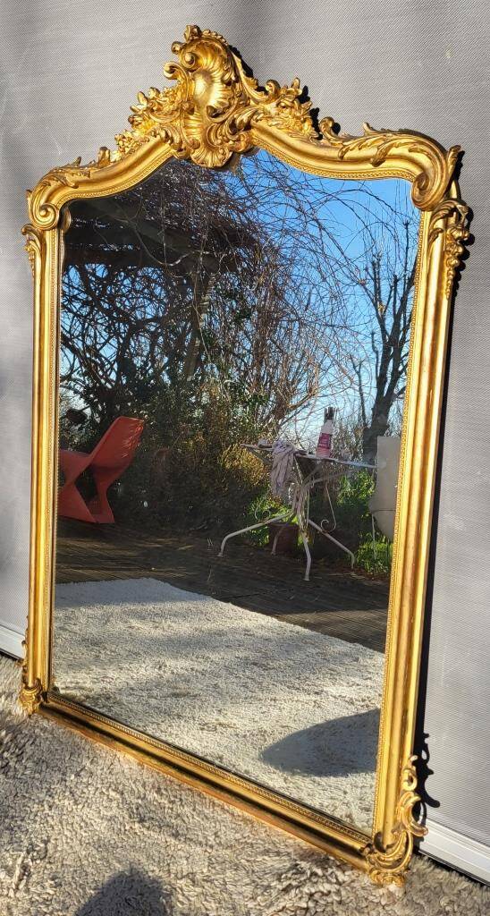 Miroir de cheminée doré XIXe style Louis XV