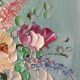 Painting painting in powder pink oil, blue-green
