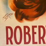 Affiche ancienne chanteuse Roberte Jan entoilée lithographique  79  x 118 cm