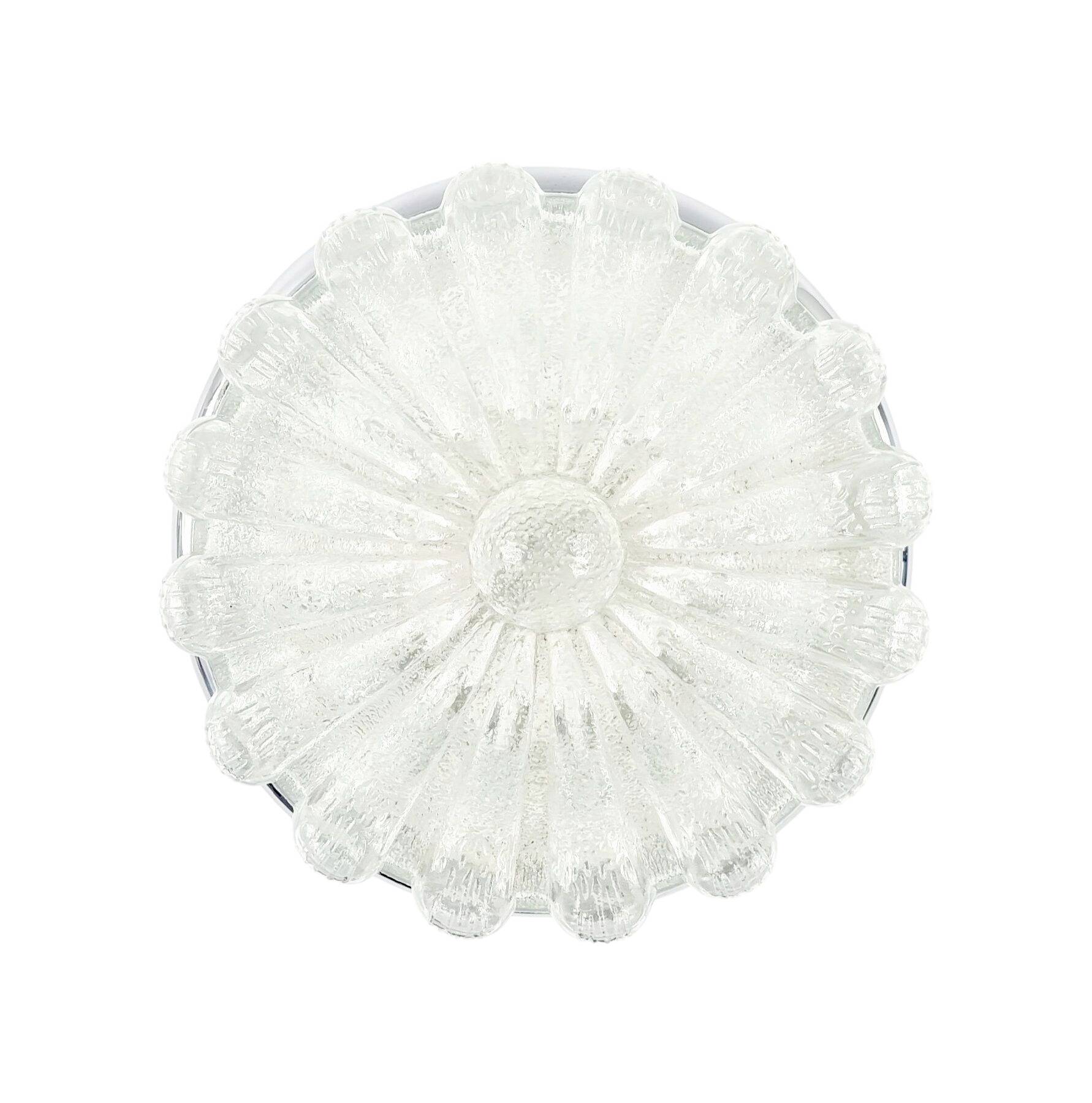 Large Mid Century Flower Shaped Glass Ceiling Light From Limburg, 1970s