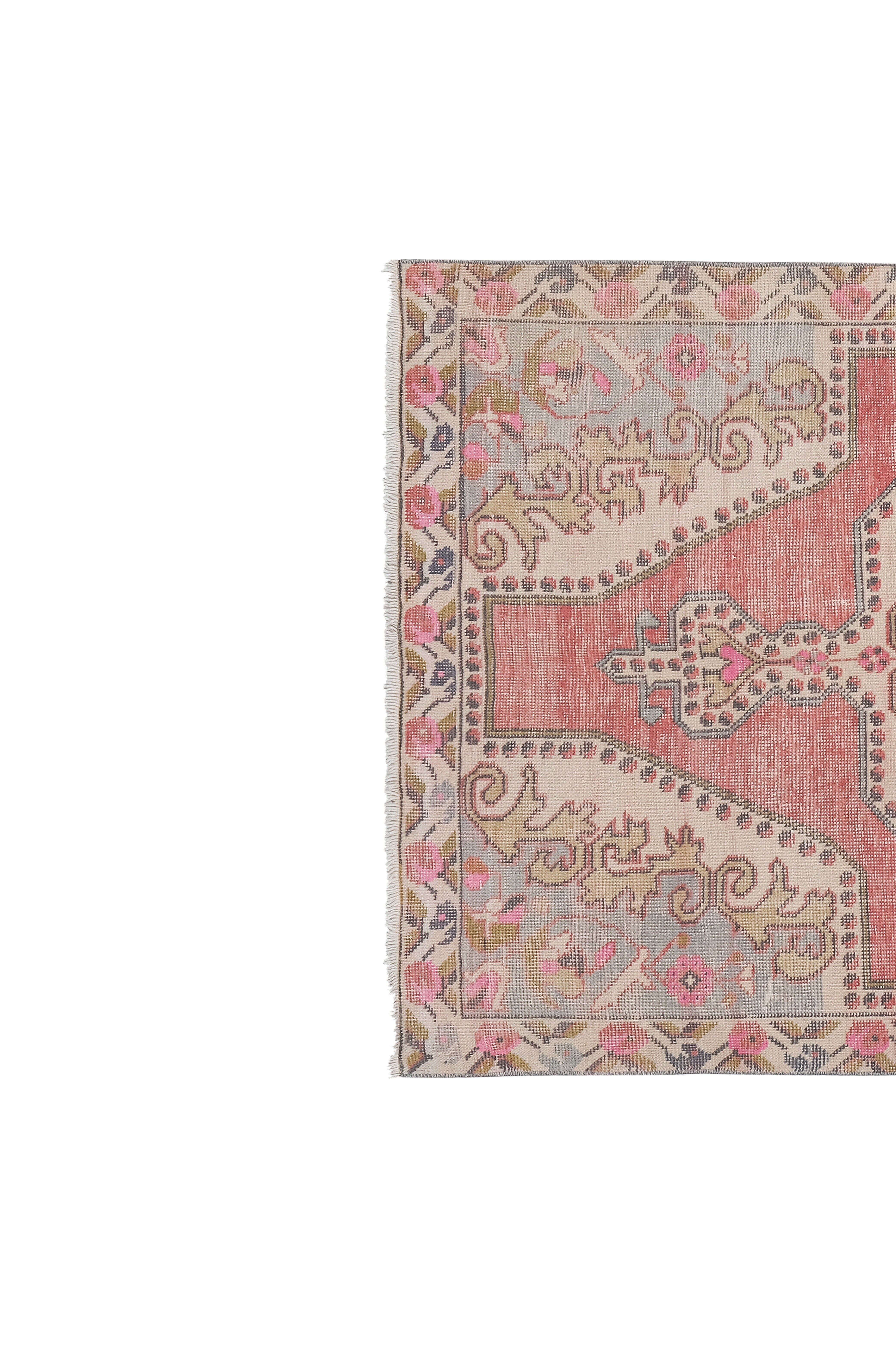 Vintage Turkish rug from Oushak, handwoven 129x213 cm