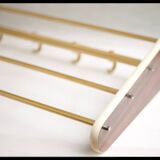 vintage formica and brass coat rack, cloakroom, hooks, hanger, shelf, hooks, coat hooks, decoration