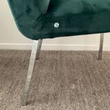 Vintage chair in green velvet and chrome legs
