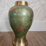 Vase in cloisonné and water green enameled brass