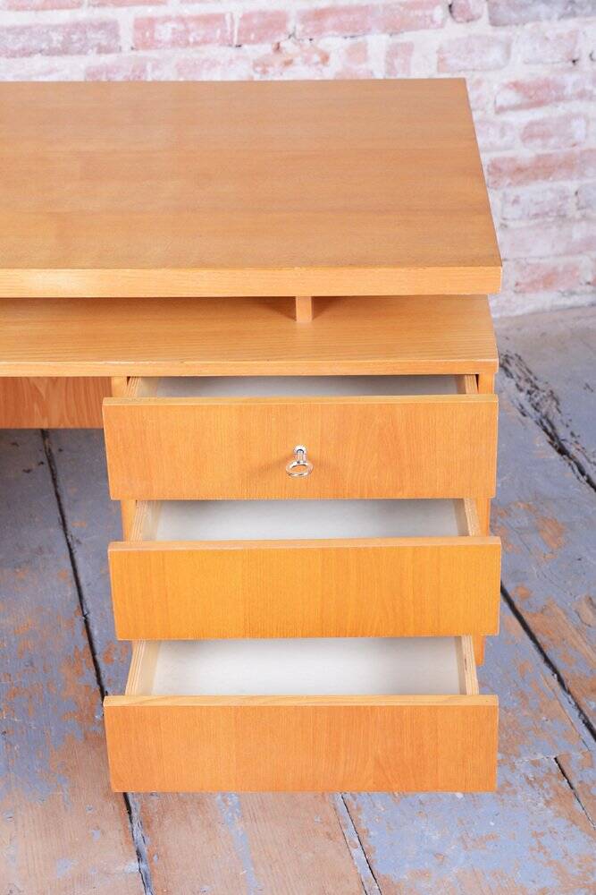 Mid-Century Ash Writing Desk, Czechoslovakia, 1960s