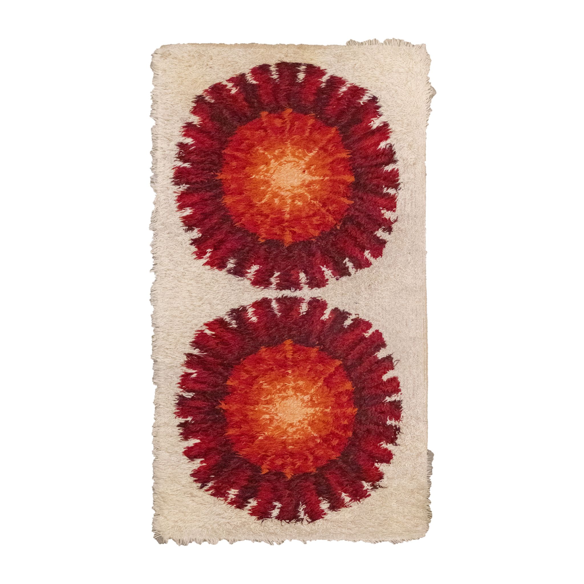 Tapis en spirale de l’âge de l’espace rouge et crème