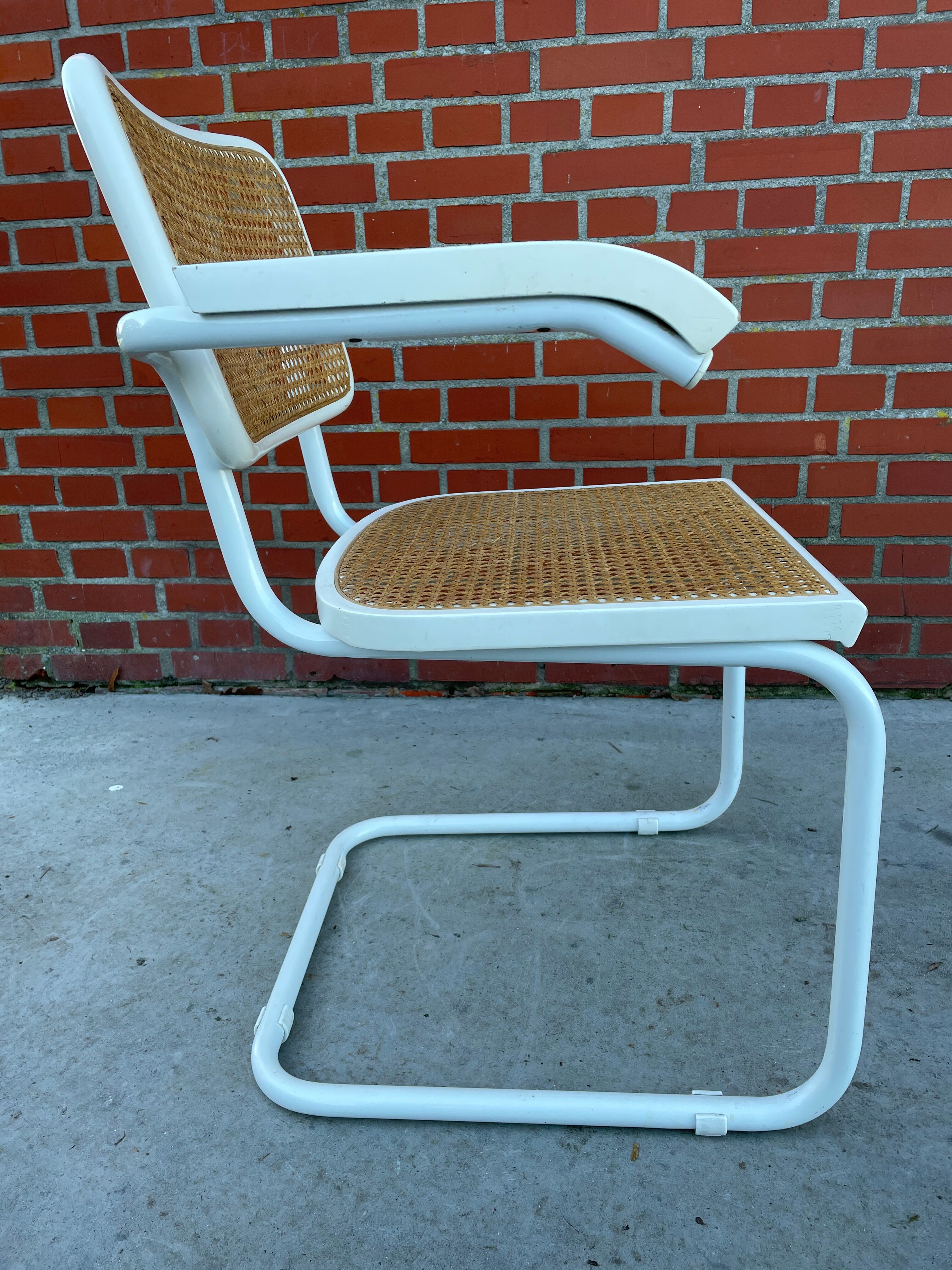 Cesca Chair model with armrest in white