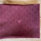 Damassed tablecloth & its 10 plum-tinted napkins "la C" - linen