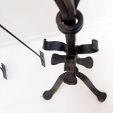 Large Wrought Iron Hammered Fireplace Tool Set: H 127cm