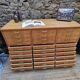 Beech workshop furniture with 30 drawers.