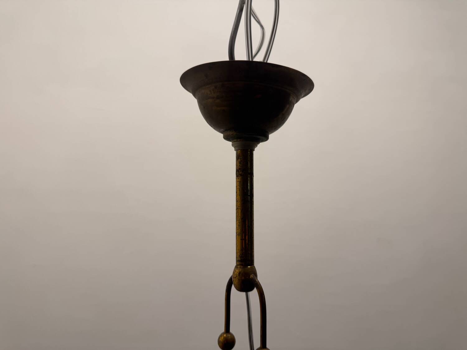Suspension en verre et bronze vintage des années 1950