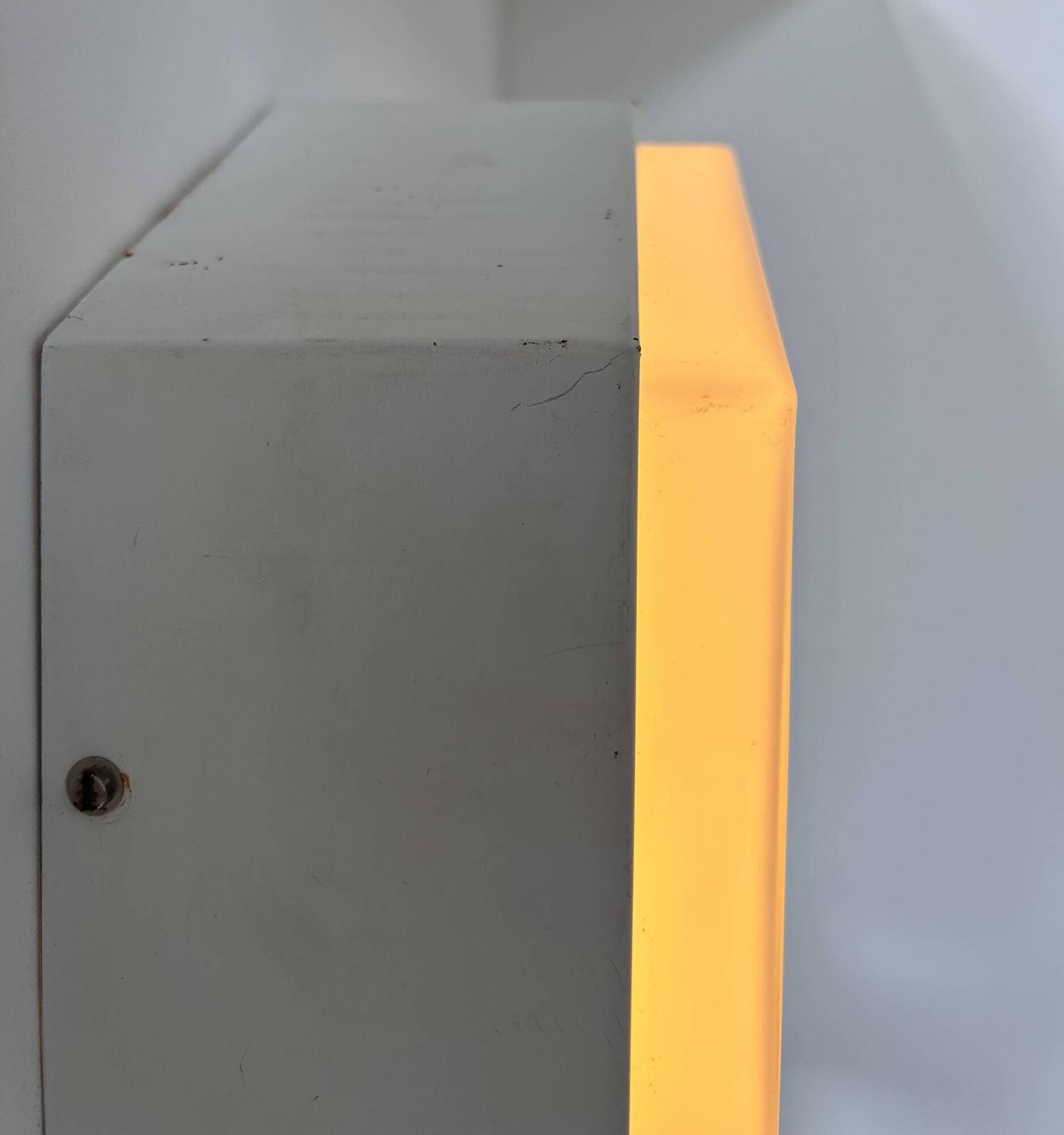 Pair of vintage Raak wall lights, opaline and white lacquered metal, Netherlands 1968