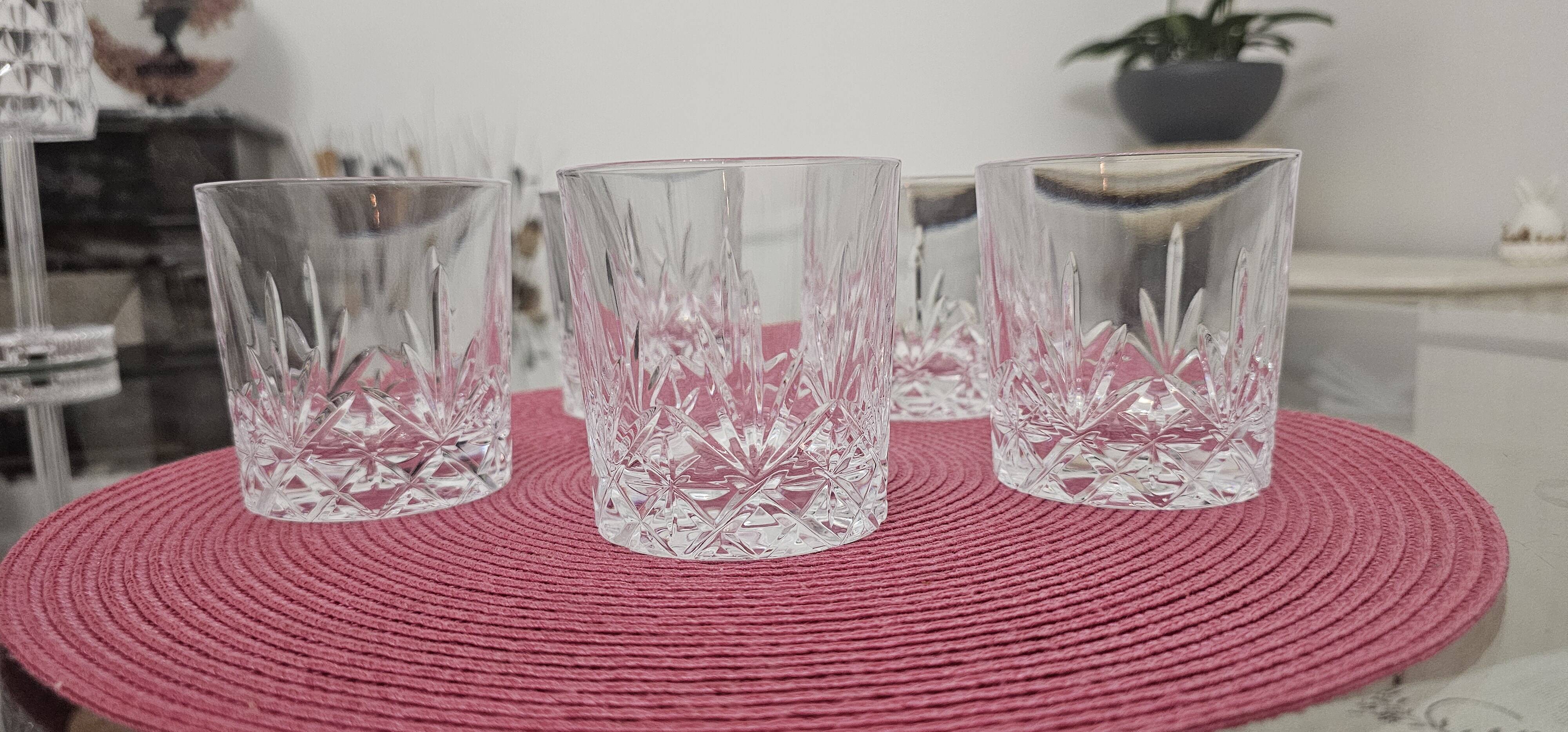 5 anciens verres à whisky en cristal taillé – belle qualité