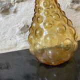 Amber-colored Empoli glass bottle/vase, 1970s