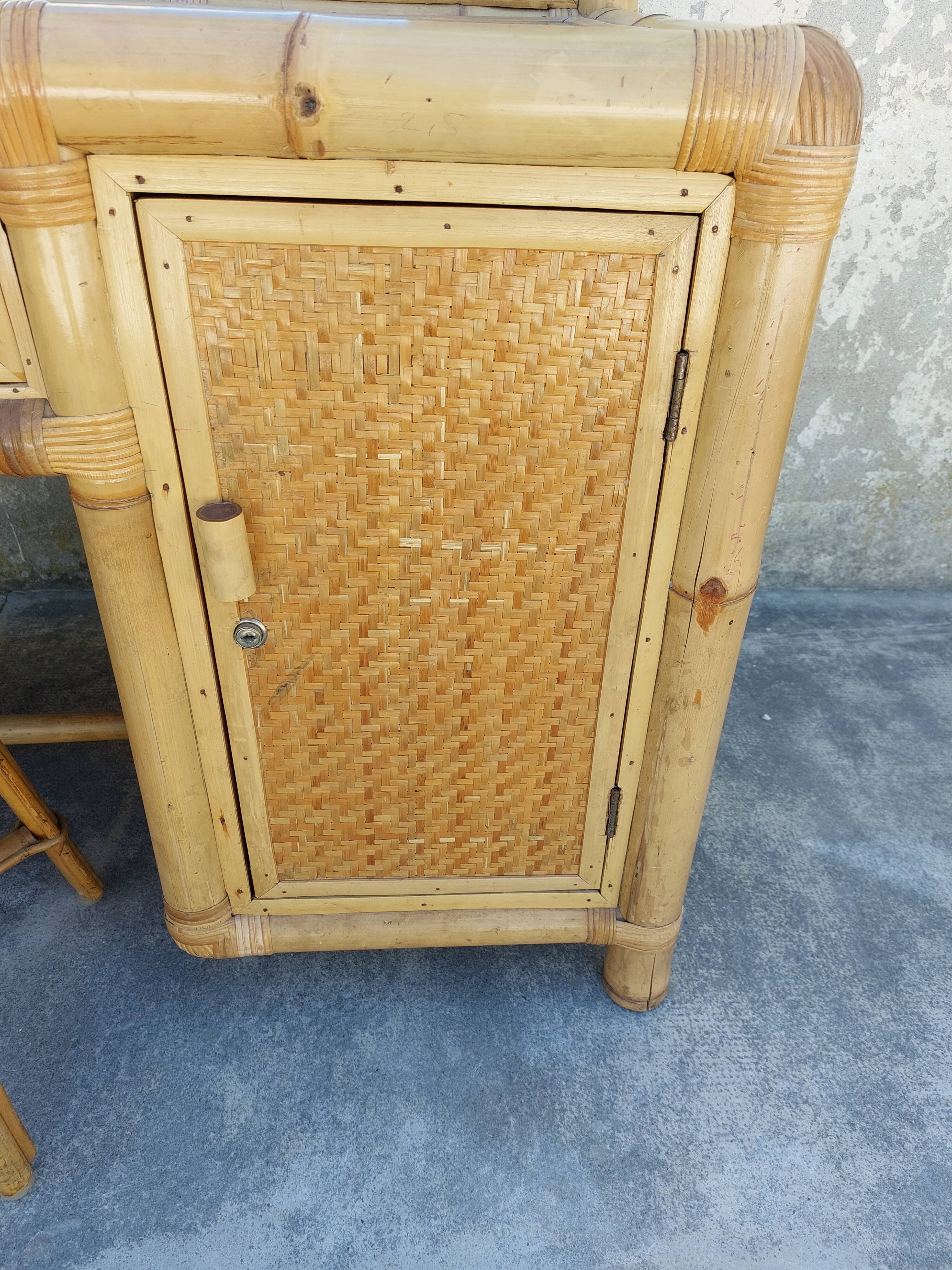 Coiffeuse en bambou 1970 vintage
