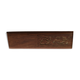 Carved wooden pencil box Deco office Brocanteespritdantan
