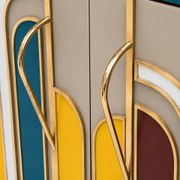Buffet italien en bois massif et verre coloré de style mid-century modern