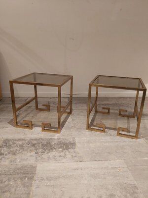 Set de 2 tables d'appoint vintage en forme de g en laiton