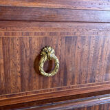 Louis XVI bedside in antique exotic wood marquetry / or harness