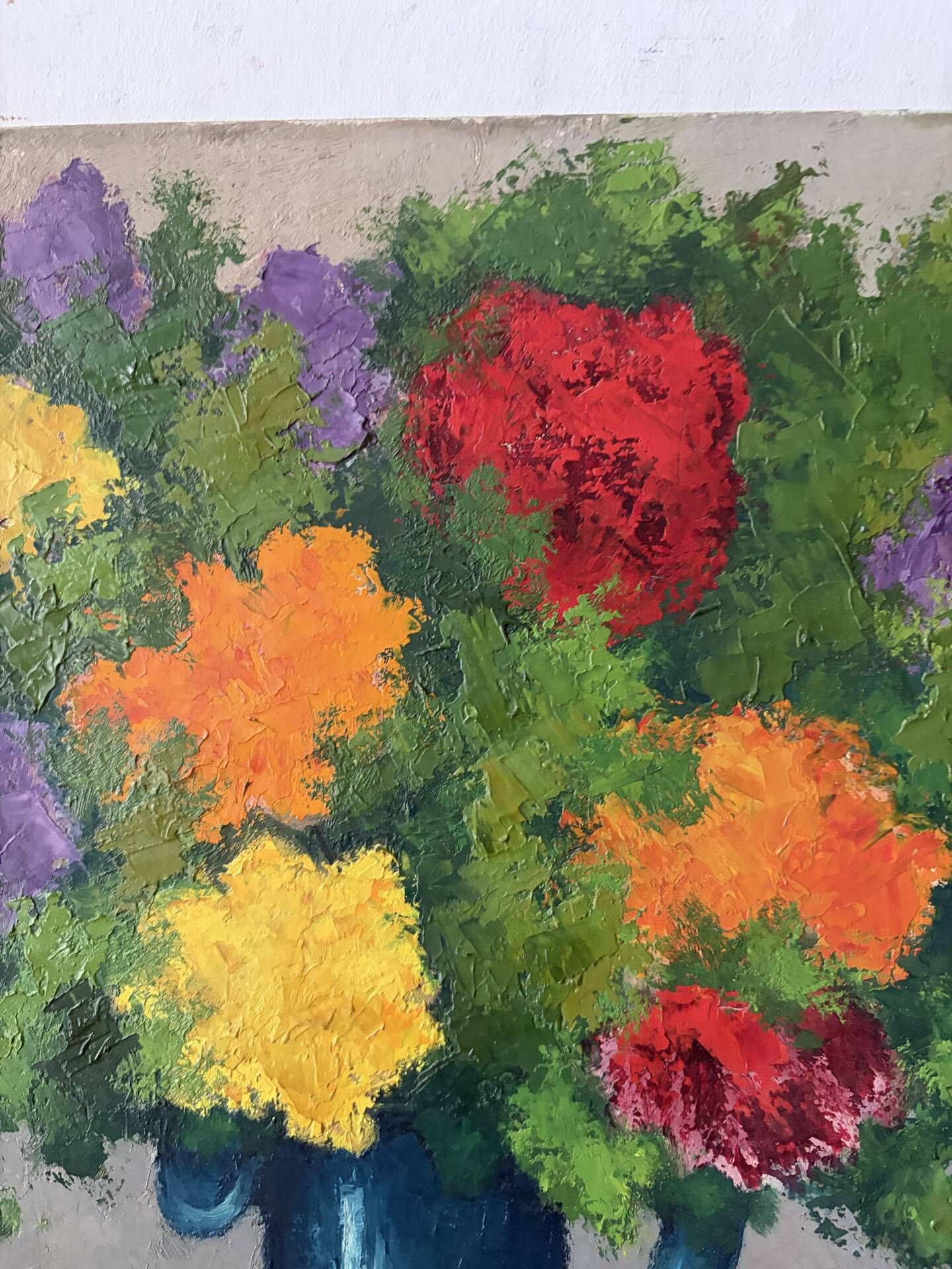 Bouquet in a jug, oil on canvas signed Rondeau 1963