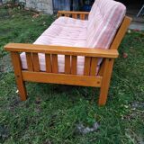 Pine sofa 3 places seventies