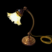 Lamp - foot in weighted brass Swungeneck adjustable with its acid-engraved crystal lampshade