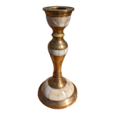 Brass and mother-of-pearl candle holder