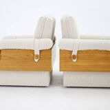 1970s pair of armchairs in boucle fabric, czechoslovakia