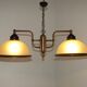 French Mid Century Bronze Effect Metal Double Billiard Light Glass Shades