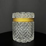 Cut crystal box with gilded bronze mount.
