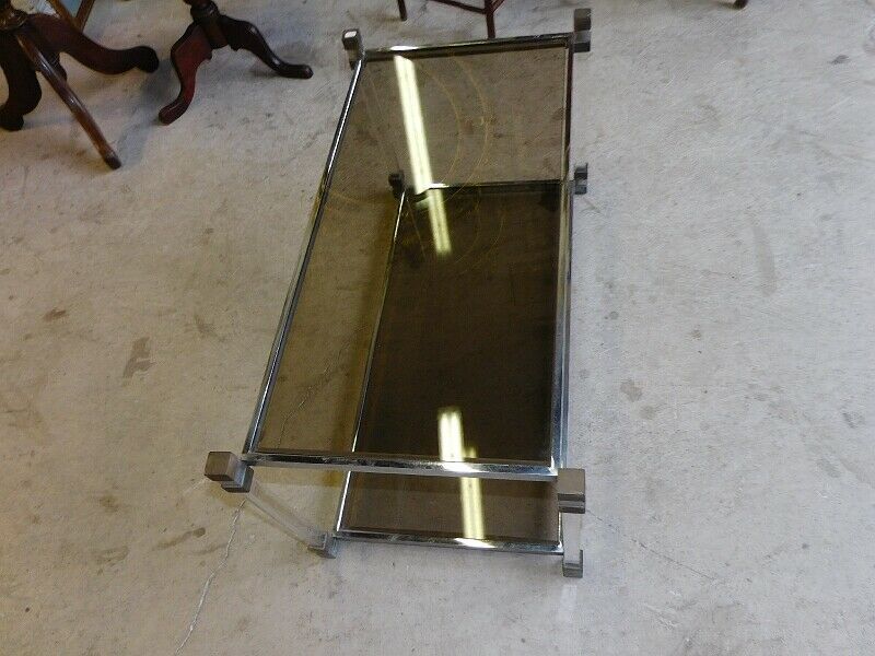 Table basse en verre et chrome 1970