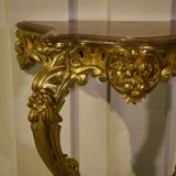 Console en bois doré et marbre XIXème