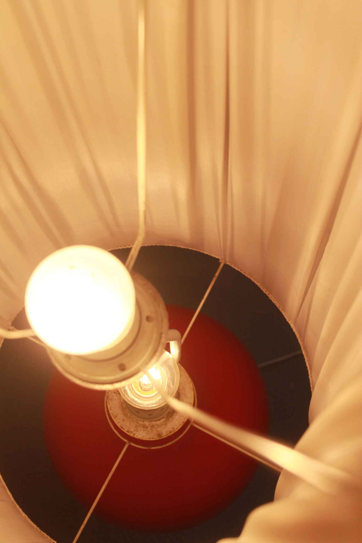 1950s floor lamp in red glass